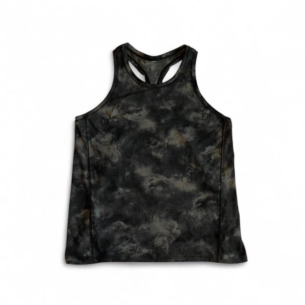 Athleta Black & Gray Ultimate Train Printed Nebula Racerback Workout Tank Top